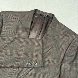 Jos A Bank Blazer Mens 46 Long Brown Wool Glen Plaid Sport Coat Jacket